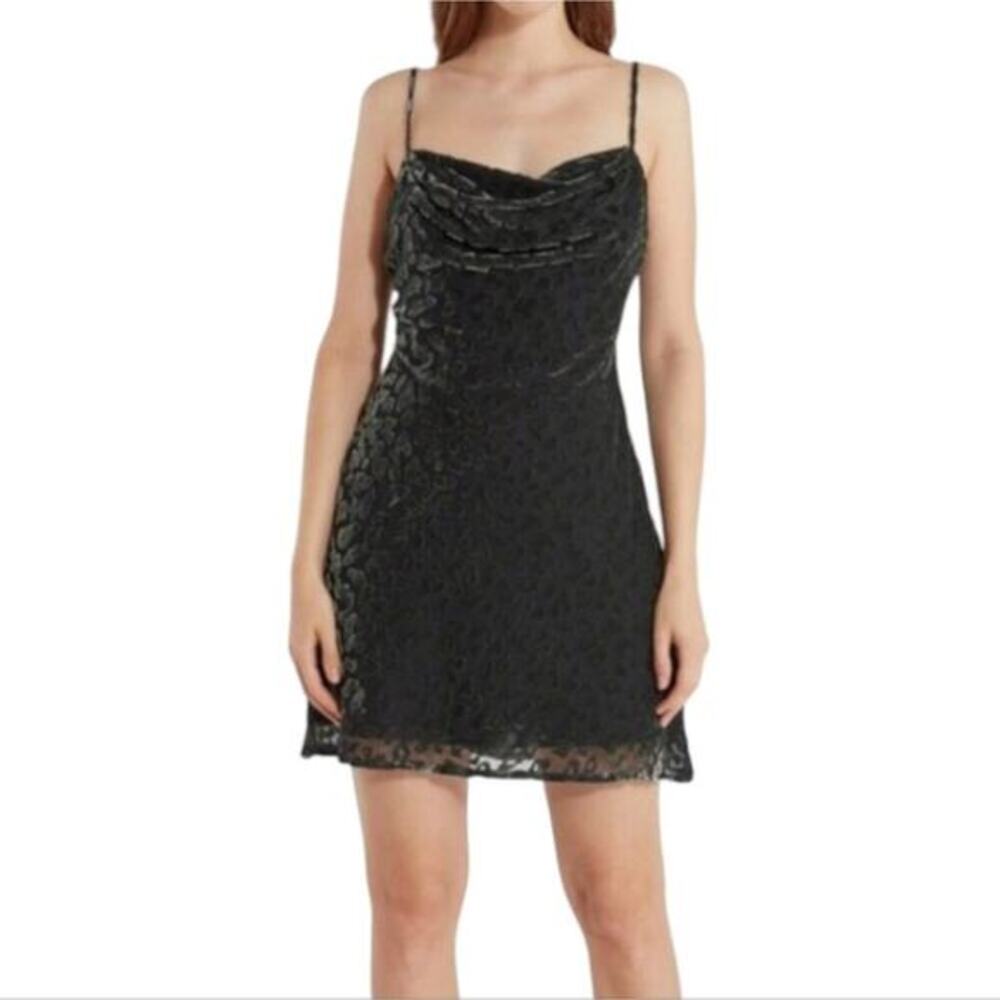 ASTR The Label Gabi Leopard Mini Slip Dress in Leopard Velvet Print Size Small